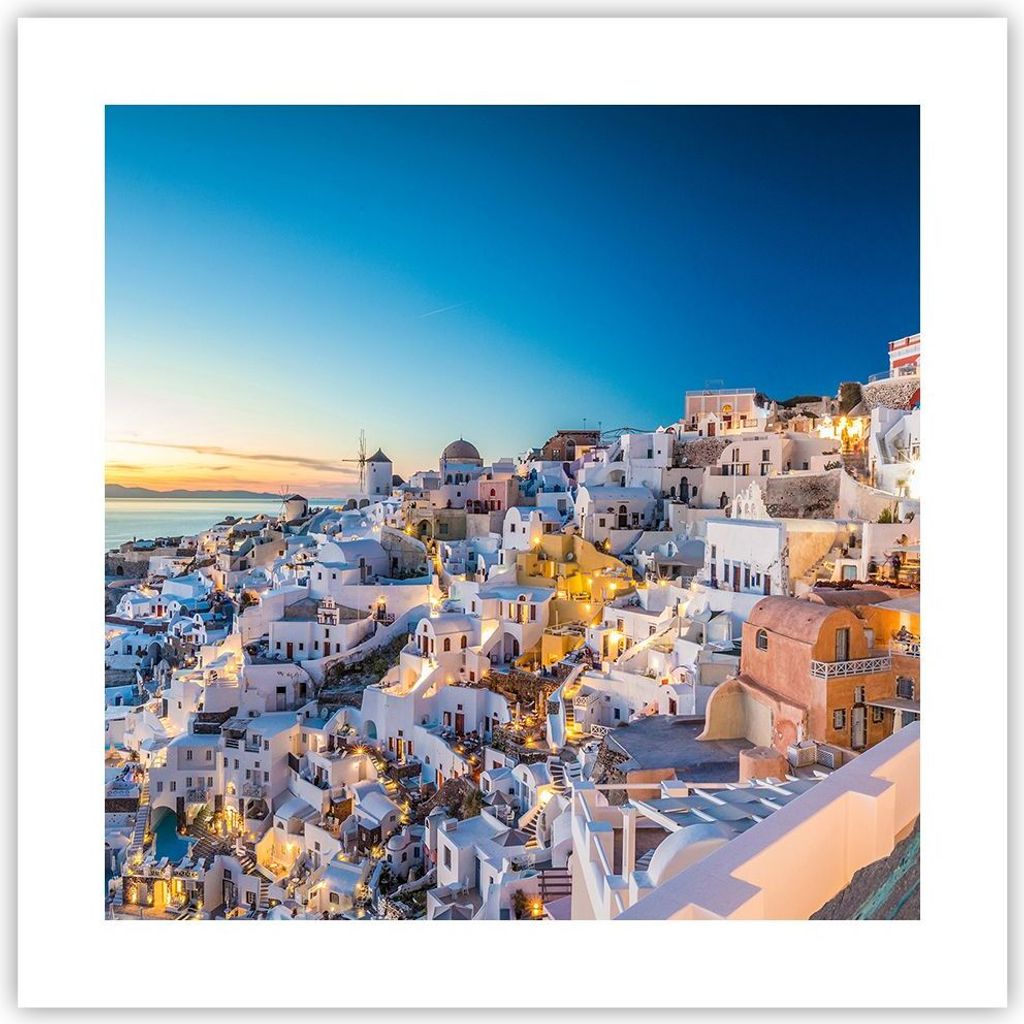 Poster - Poster ohne Rahmen - Griechenland Insel Sommer - 40x40 cm - Wand Bild - Wanddeko - Wandbilder - Kunstposter - Wandposter - Bilder - Kunstd...