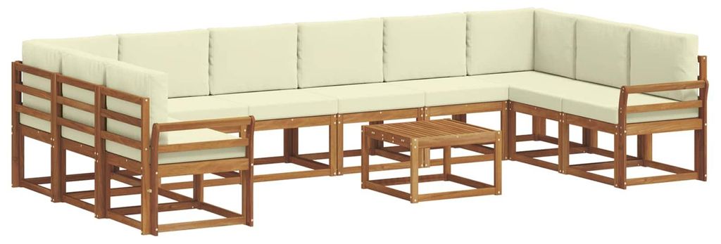 vidaXL Outdoor-Sofagarnitur mit Kissen 11 pcs Natur und Creme
