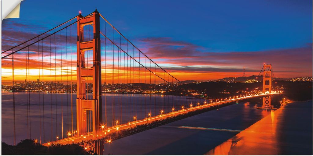 ARTland Wandbild, selbstklebend The Golden Gate Bridge am frühen Morgen Größe: 60x30 cm
