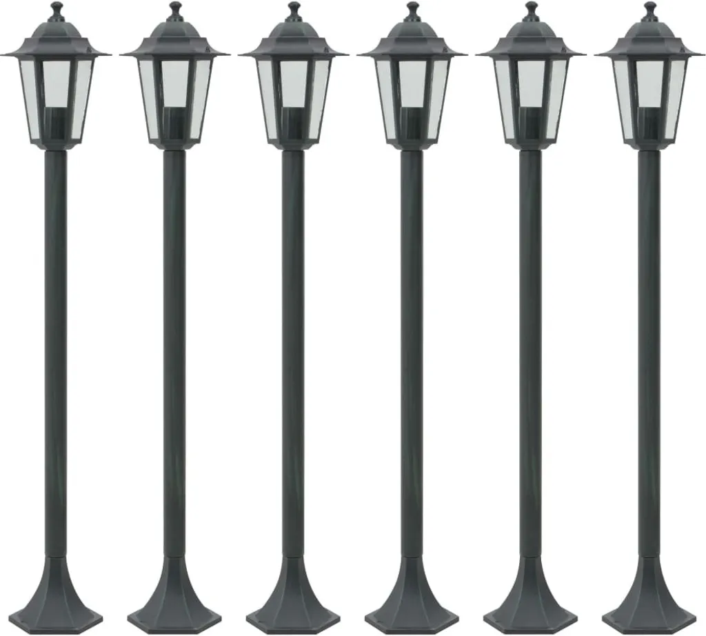The Living Store Borne d'éclairage jardin x6 E27 110cm aluminium vert