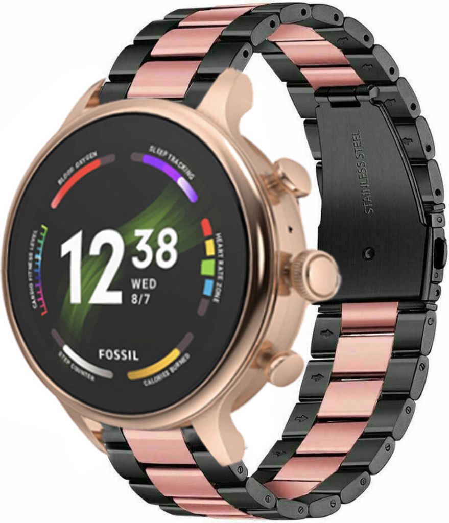 Strap-it Stahlarmband - Kompatibel mit Fossil Gen 6Armband 42mm Fossil uhrenarmband Fossil ersatzarmband Edelstahl für Smartwatch 18mm Armband Sch...