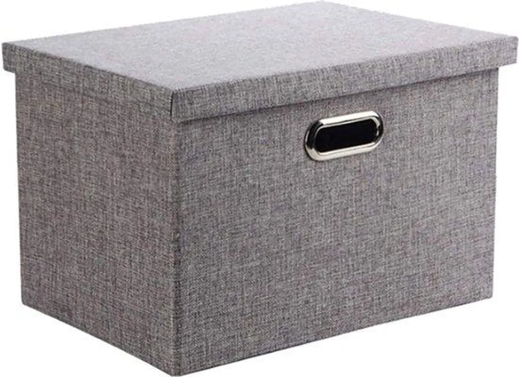 Boîte de rangement anti-poussière grise 44x31x25 cm avec couvercle fixe