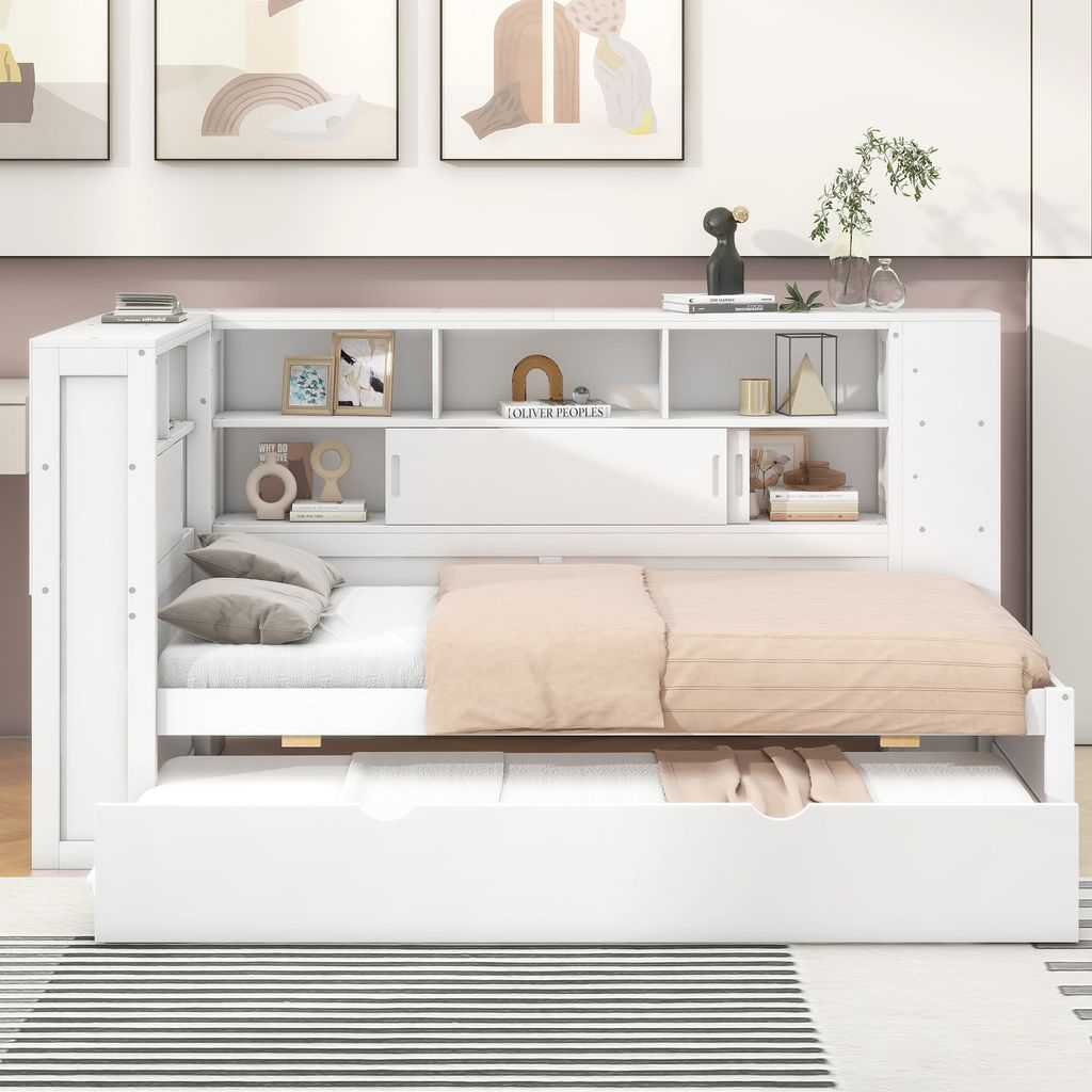 Flieks Schlafsofa mit Ausziehbett, Einzelbett mit USB und Produktbild 3