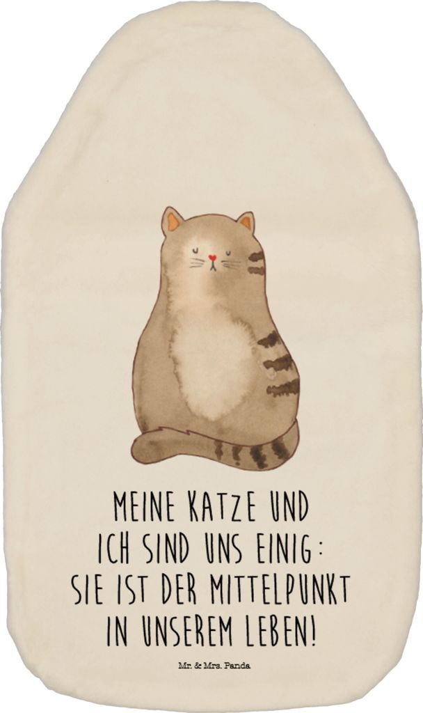 Mr. & Mrs. Panda Wärmflasche Katze Sitzen - Weiß - Geschenk, wärmebeutel, Wärmekissen, Bettflasche, mit Bezug, Cat, Cats, Liebe, Katzen, Wärmf...