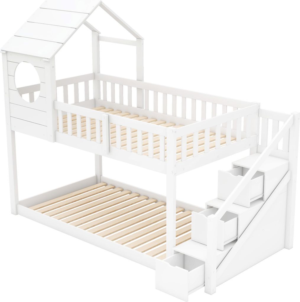 Merax Etagenbett 90x200cm mit Rausfallschutz, Kinderbett Produktbild 9