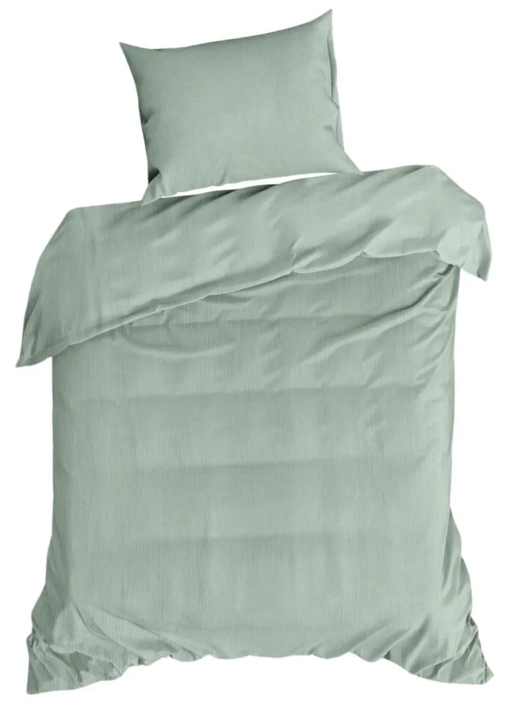 Linge de Lit Complet 140x200 cm Vert Forêt en Pur Coton Respirant