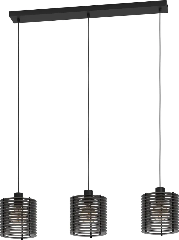 Eglo SEGOVIA Lampada a Sospensione Industriale Nera 3x E27 Dimmerabile