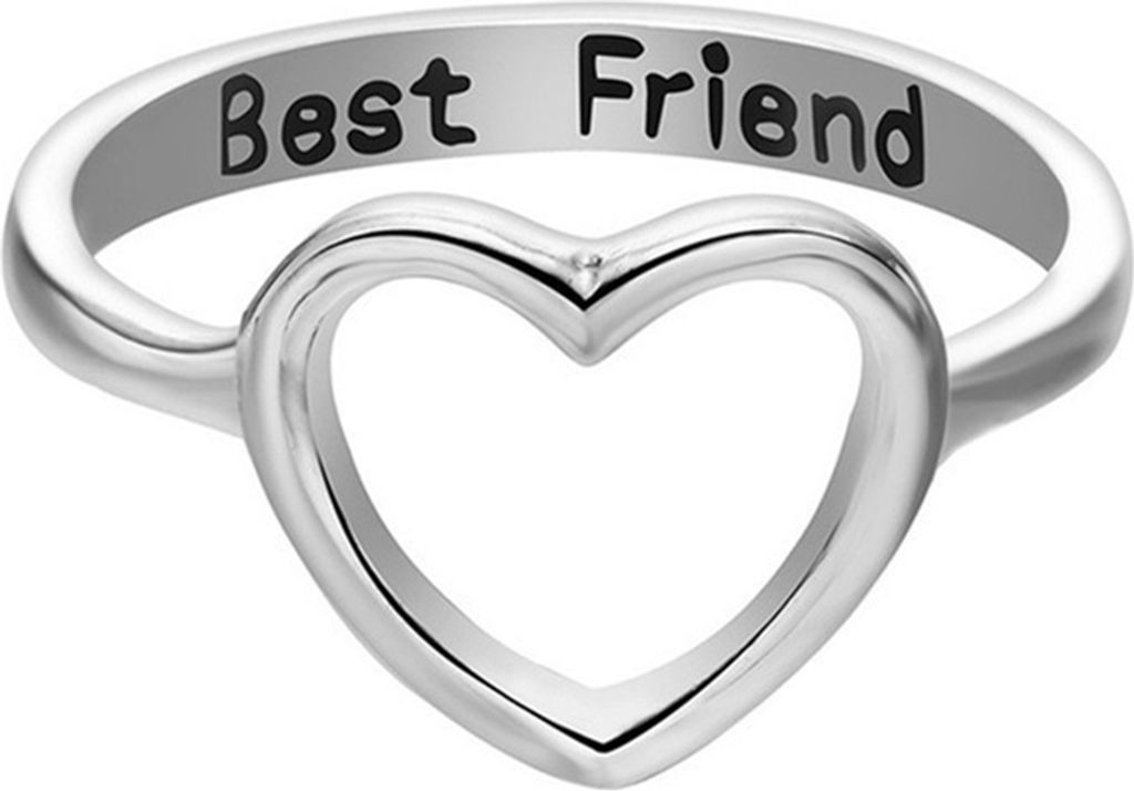 Frauen Mode Beste Freundin Hohl Herz Finger Ring Party Schmuck Zubehör Geschenk-Silber,US 6