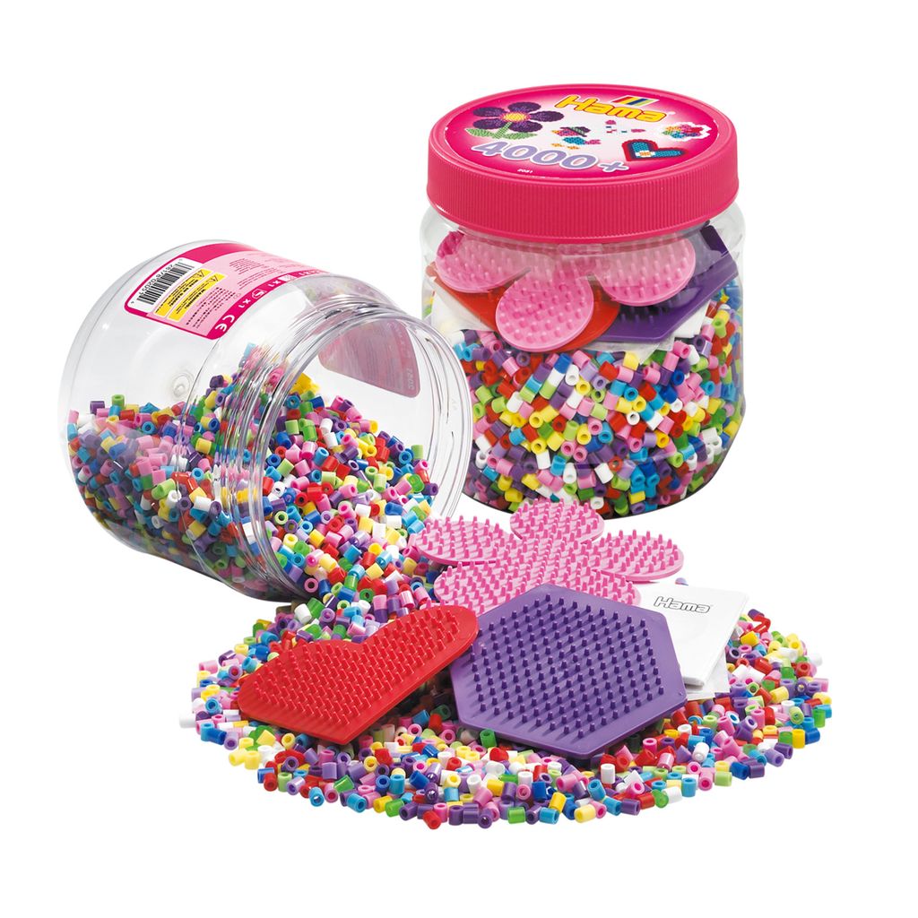 HAMA Boîte rose+plaques colorées 4000pcs Image du produit 