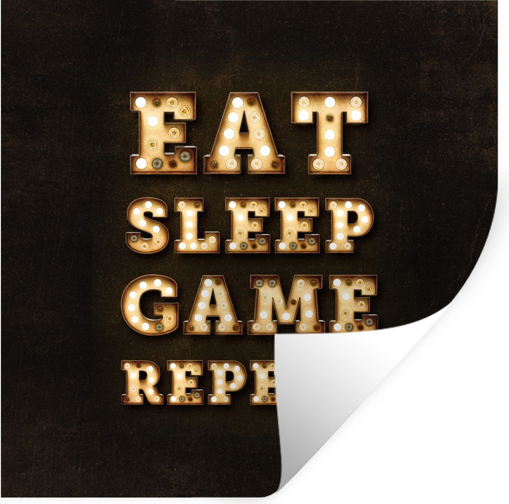 MuchoWow Wandtattoo Wandsticker Wandaufkleber Spiele - Spiele - Zitate - Sprichwörter - Eat sleep game repeat 80x80 cm Selbstklebend und Reposit...