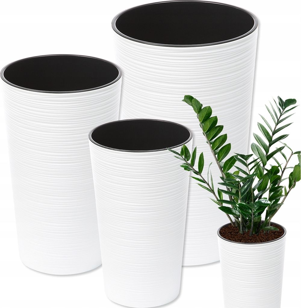 Lamela 3er-Set Blumentopf | Lilia | mit Struktur | Weiß | 19cm, 25cm, 30cm