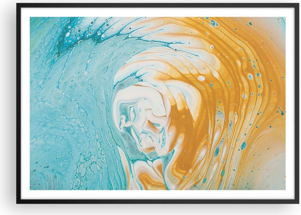 Gerahmtes Poster - Schwarzer Rahmen - Abstraktion verschüttet Farben - 100x70 cm - Wand Bild - Wanddeko - Wandbilder - Kunstposter - Wandposter - ...