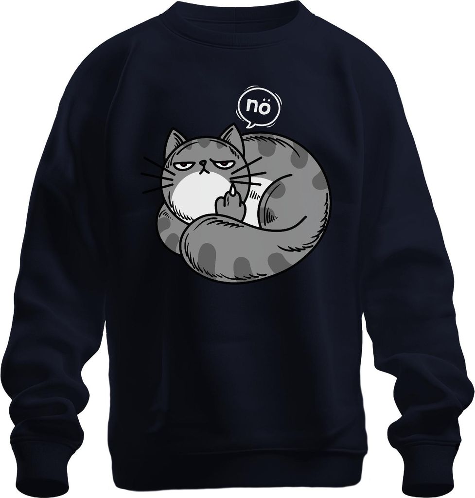 genervte katze mittelfinger nö lustig geschenk katzenfreund humor Uni Sweatshirt Pullover, Navy, M