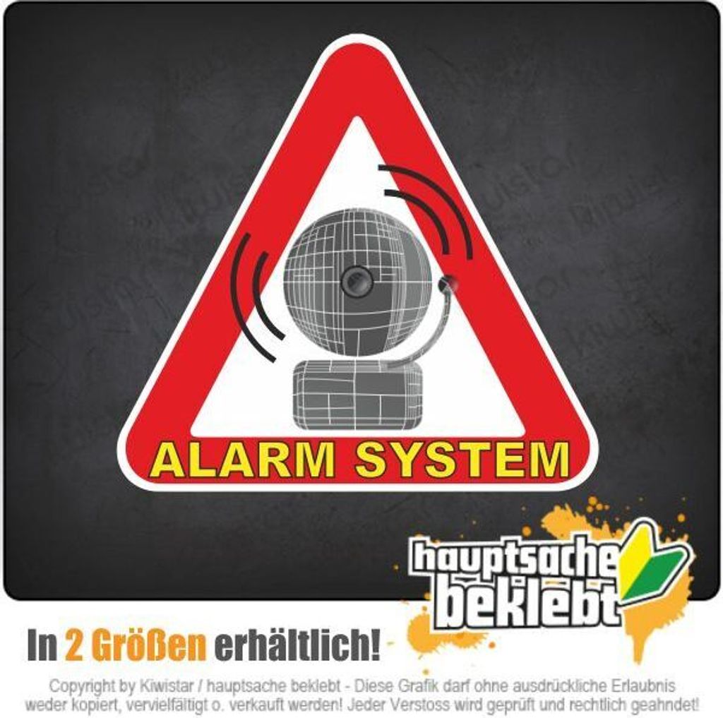 Kiwistar - Autoaufkleber - 7x7 cm - außen klebendKiwistar Autoaufkleber - Alarm System Auto, Laptop, Fahrrad, LKW, Motorrad Aufkleber Mehrfarbig J...