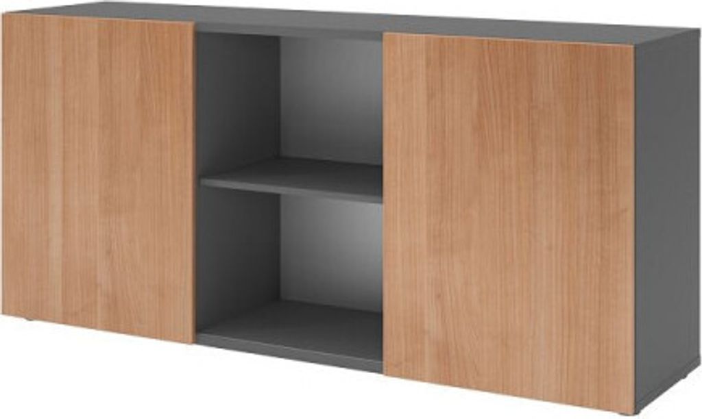 Hammerbacher Büroschrank Aktenschrank Sideboard Modell 1780 GN = Graphit/Nussbaum