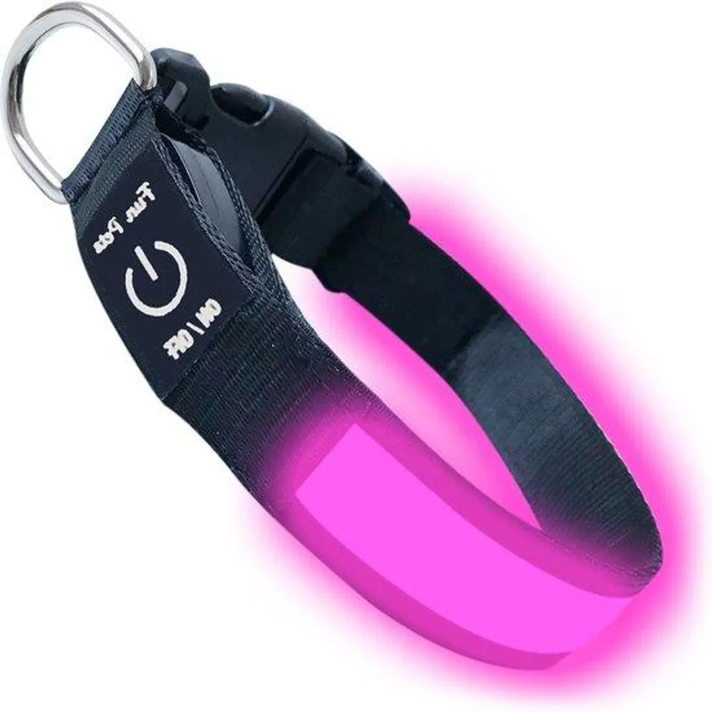 Collier LED Rechargeable USB Rose Taille M pour Chien de Sécurité Nocturne