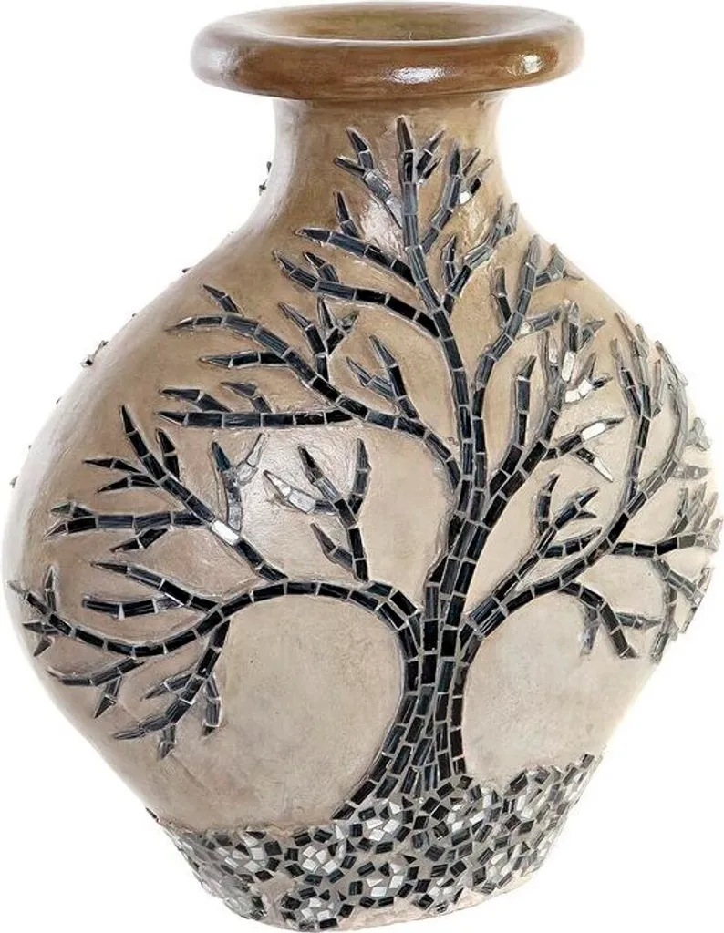 Vase Décoratif Design Arbre en Cristal Bicolore Noir et Terre Cuite