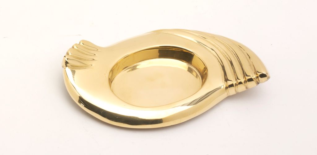 Kerzenhalter Flügelform aus Messing Gold poliert oval (Innen 6,5 x 4,5 cm) für Ovalkerzen, Ellipsenkerzen