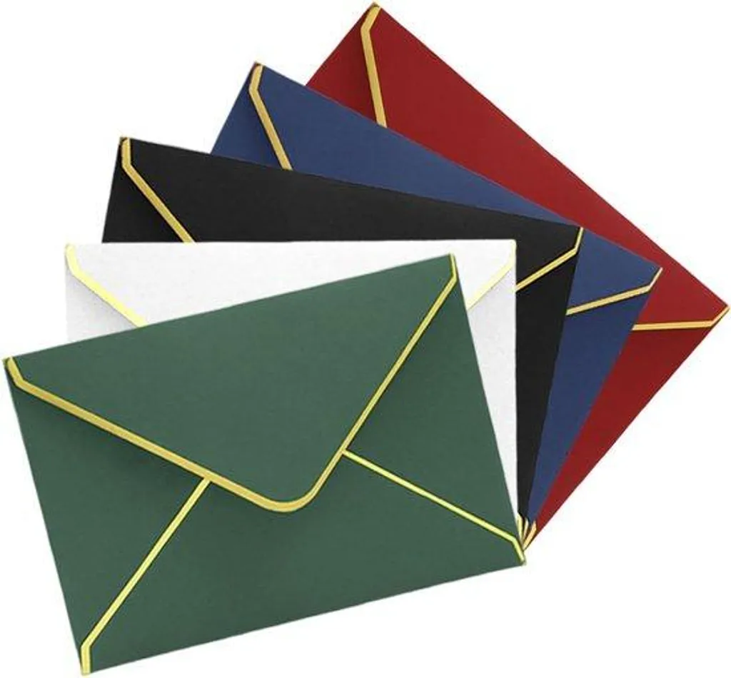 Enveloppes colorées liseré or métallisé pour invitations x50