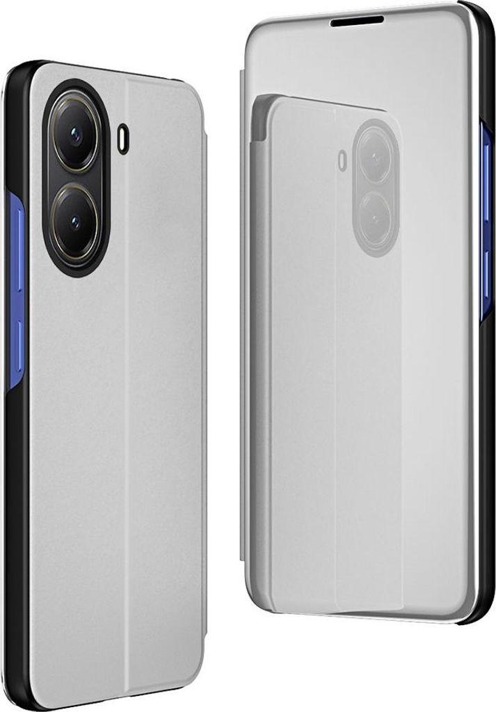 Hülle für Xiaomi Poco X7 Pro - Phonesta Smart View Mirror Book Klapphülle - Silber