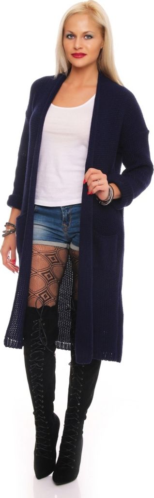 30- 08 Mississhop Jacke Mantel Strick Sweatshirt Pullover Strickjacke Überwurf Einheitsgröße Nachtblau