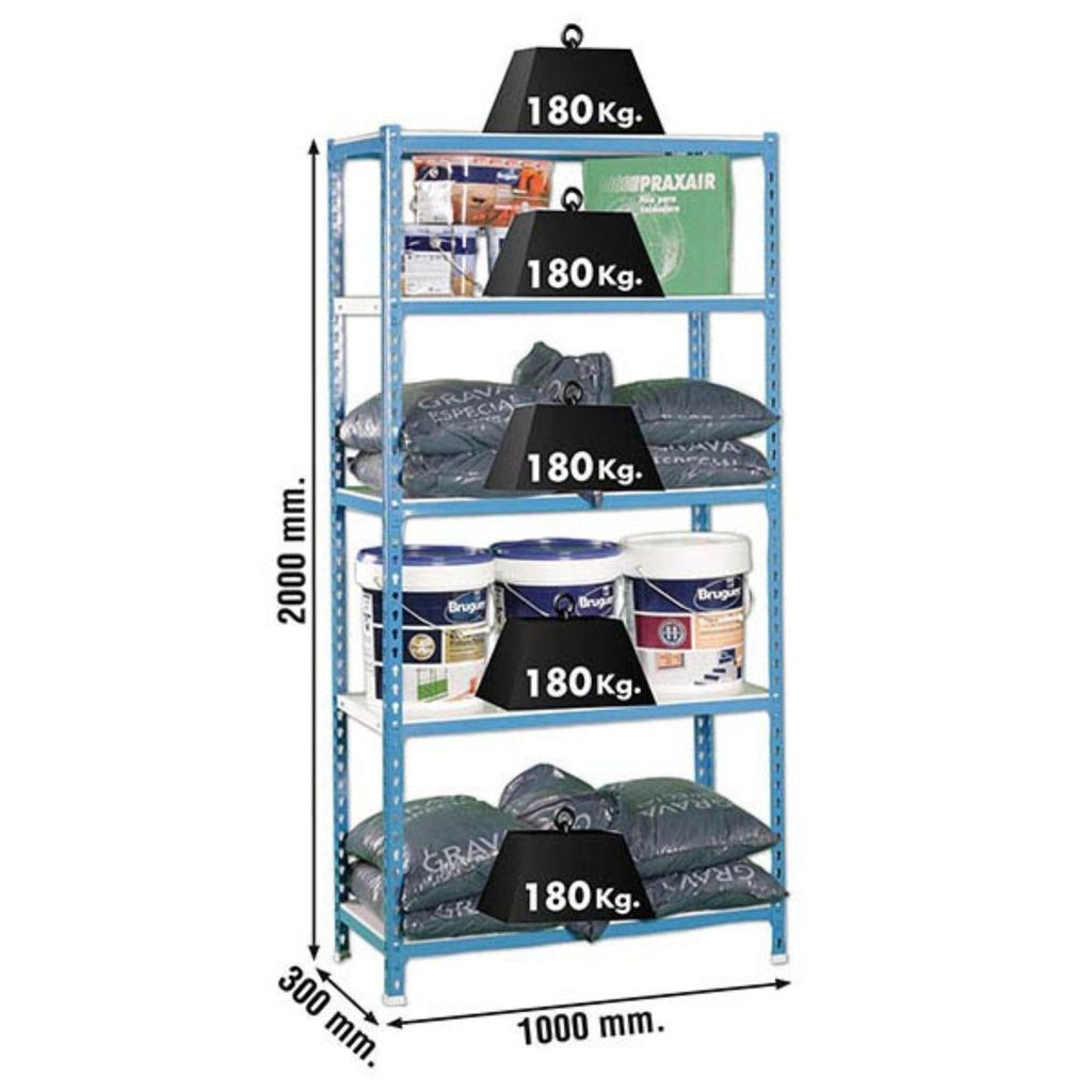 Metallregal SIMONCLICK PLUS 5/300 BLAU/WEISS