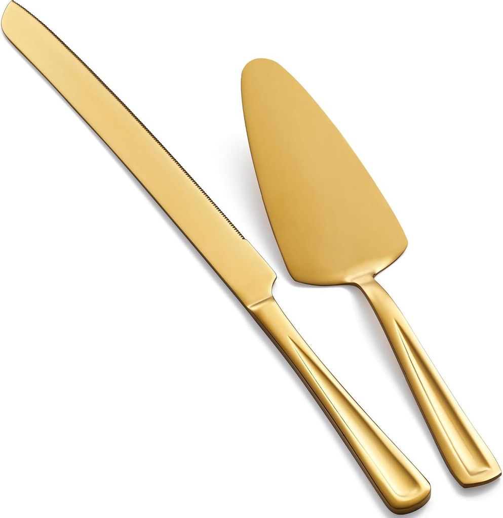 Goldener Tortenmesser - Feines Servierzeug - 2 Stücke - Lebensmittel-sicher Edelstahl