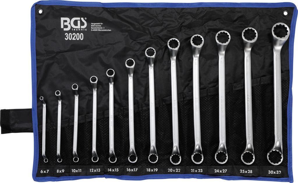 BGS 30200 Doppelringschlüssel-Set, 75° gekröpft, 6-32 mm, 12-tlg.