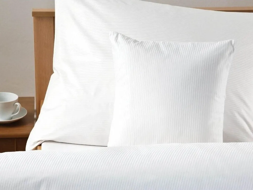 Set Letto Lino Bianco 140x200 Atlas Grail | Righe 0,4 cm Minimal