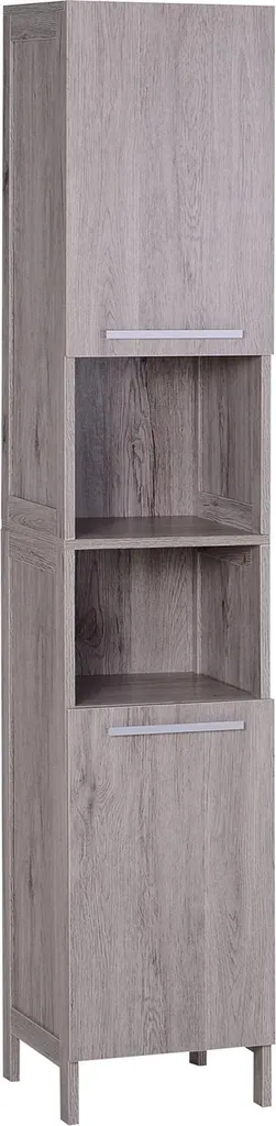 Armoire haute de salle de bain grise 30x32x172,5 cm imitation bois