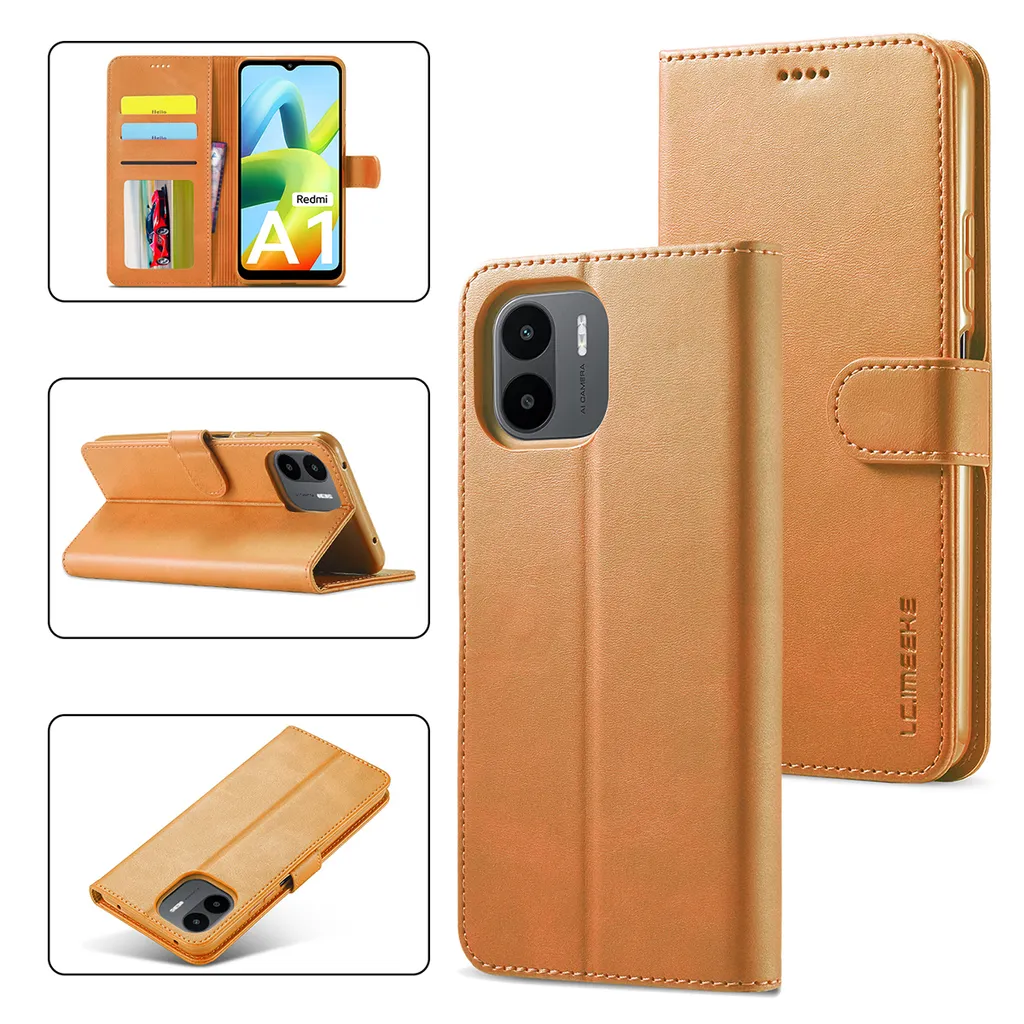 Custodia Xiaomi Redmi A1 Gialla: Cover Portafoglio Pelle con Supporto