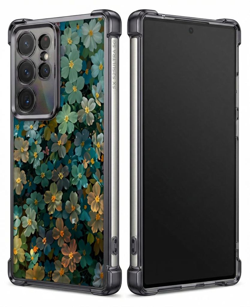 Personalisierte Hülle mit Bild für Samsung Galaxy S26+ Elektroplattiert TPU Stoßdämpfer Handyhülle mit Blumenmuster mit blauen und gelben Blüten