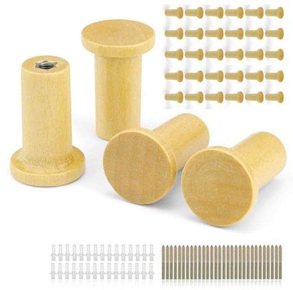 Houten Kapstokhaken Set, 30 mm, T-vormig, kleine houten muurhaken, für Handtücher, Schlüssel und Hüte aufhängen