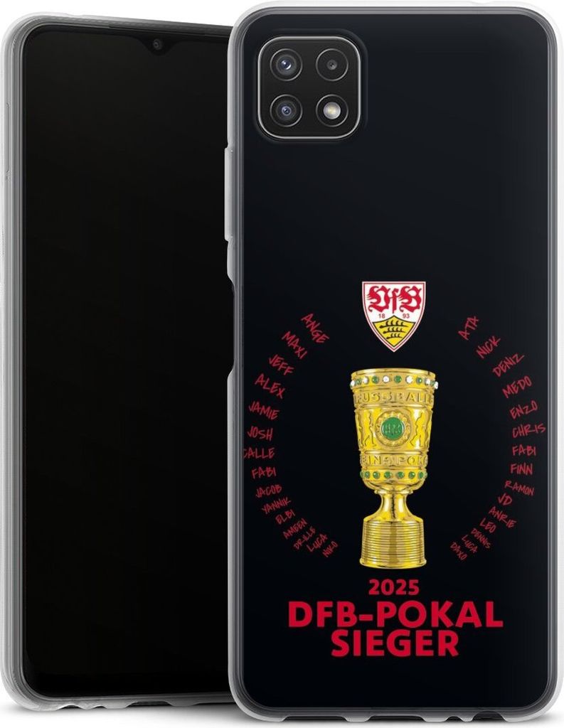 DeinDesign Handyhülle für Samsung Galaxy A22 5G Silikon Hülle Case Smartphone Schutzhülle Offizielles Lizenzprodukt Pokal VfB Stuttgart