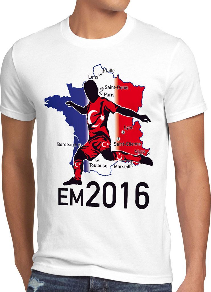 style3 EM 2026 Türkei Fan Herren T-Shirt Frankreich alle Spielorte Türkiye Turkey
