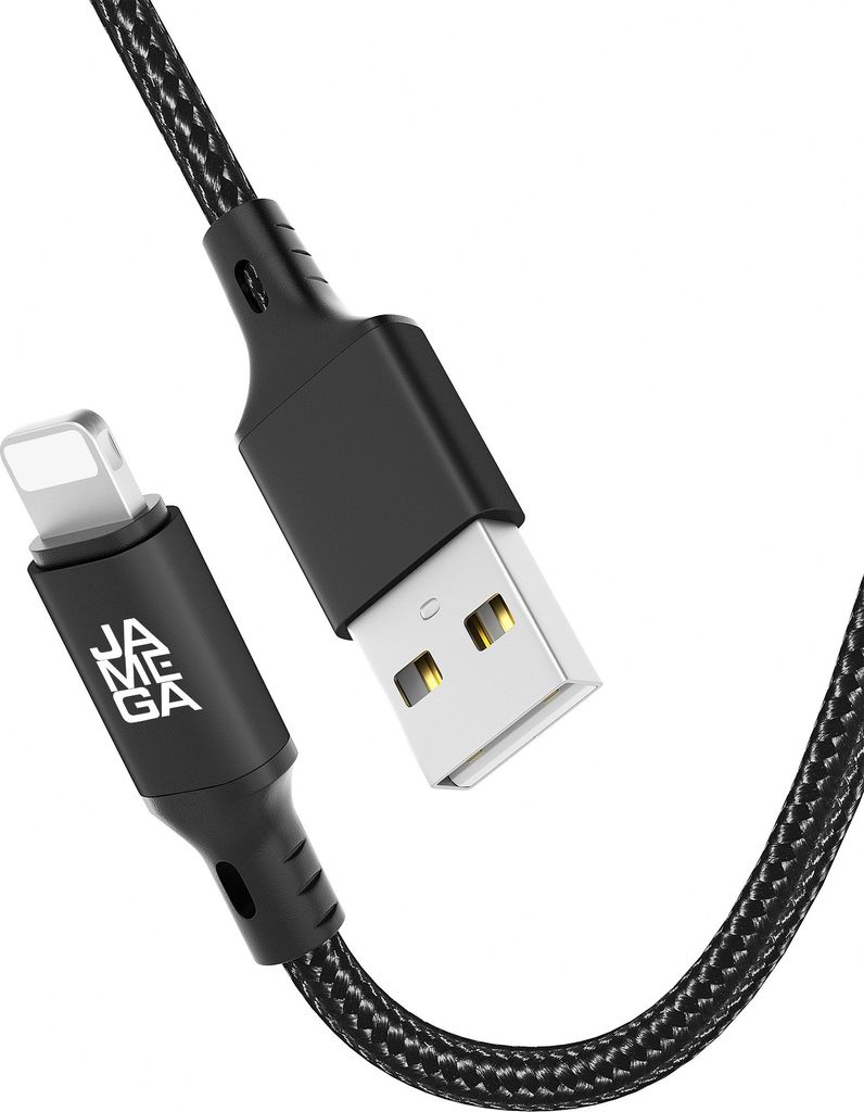 USB-A auf iPhone Nylon Kabel Typ A Ladekabel für iPhone - Schwarz 3m