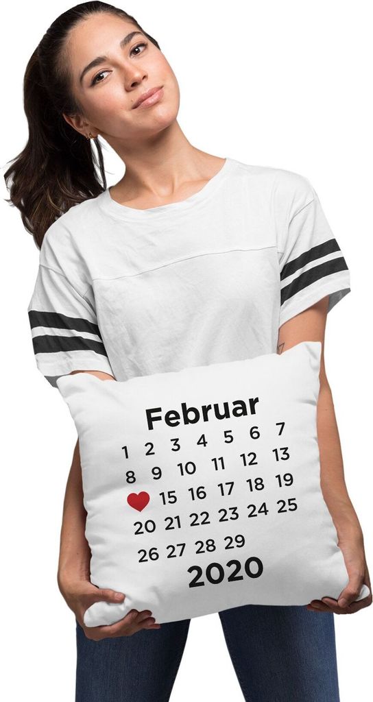 personalisiertes Kissen Kalender anpassbares Datum Geschenk Liebe Jahrestag Hochzeitstag Hochzeitsgeschenk SpecialMe weiß 40cm x 40cm