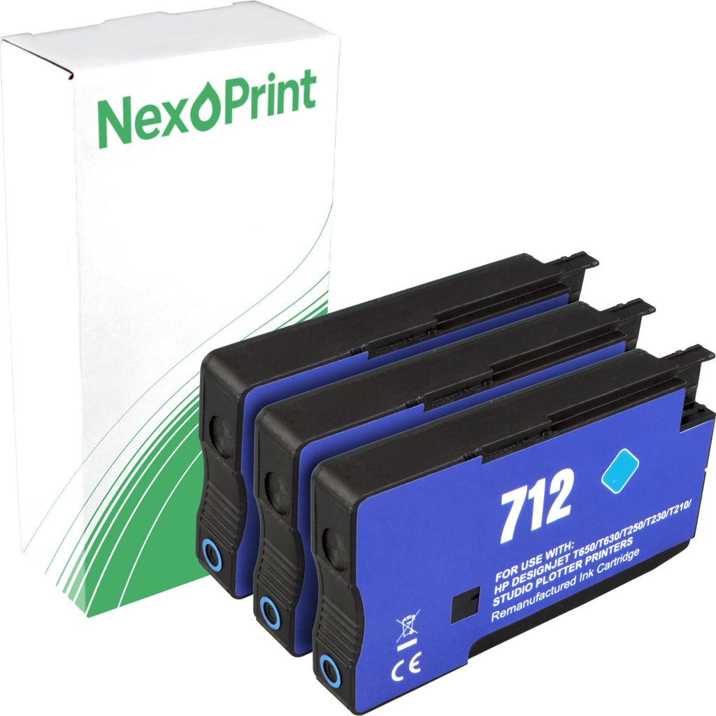 NexoPrint 3ED77A 712 Multipack cyan Druckerpatronen kompatibel zu HP DesignJet T 530 24 Inch - Hohe Ergiebigkeit