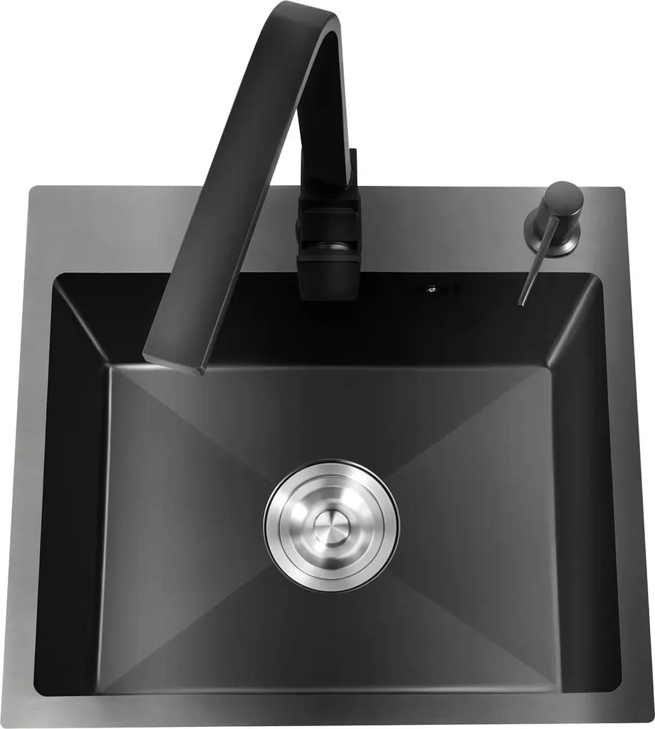 Évier Nano marron inox 201, robinet pivotant + distributeur de savon - 5