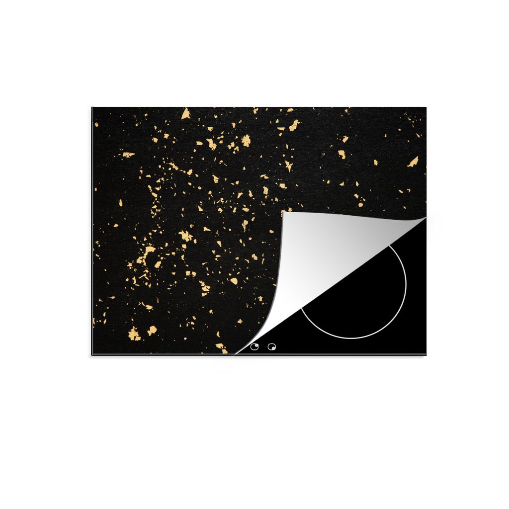 KitchenYeah Herdabdeckplatte Goldene Flocken auf schwarzem Hintergrund , 77x59cm, Küche Deko, Glaskeramikkochfeld Herdabdeckung, Abdeckplatte f...