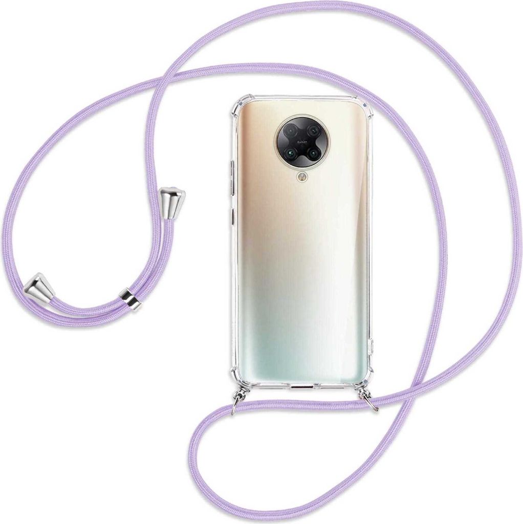 Handykette Backcover-Schutzhülle mit Band (Metall silberfarben) für Xiaomi Redmi K30 Pro, Poco F2 Pro - violett