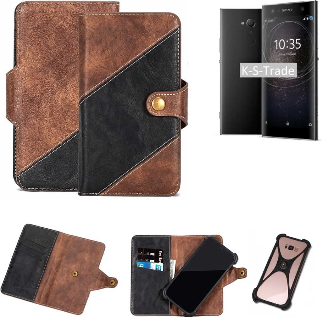 K-S-Trade Handy Hülle Schutz Hülle Schutzhülle Bookstyle Case kompatibel mit Sony Xperia XA2 Ultra Dual-SIM Handy Cover Hülle Schutztasche 1x