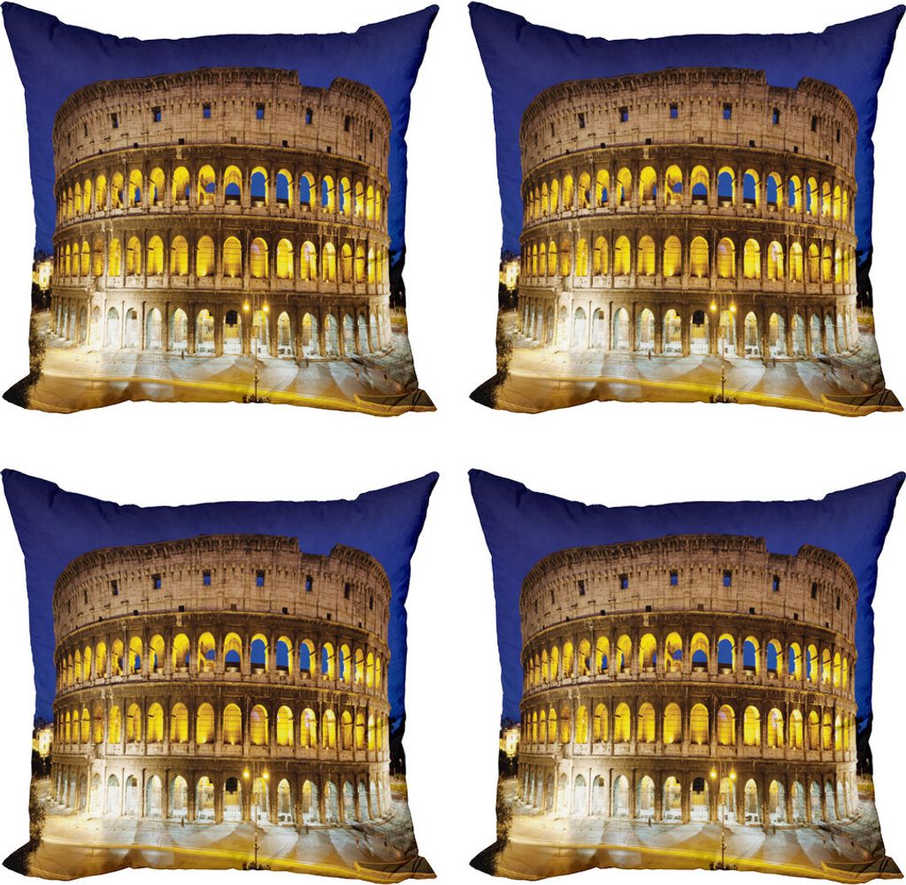 ABAKUHAUS das Kolosseum Kissenbezug Set (4 Stück), Historische Colosseum, Moderner Doppelseitiger Digitaldruck, 50 cm x 50 cm, Royal Blue Yellow B...