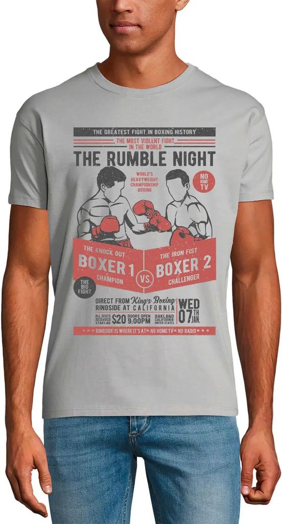 Herren Grafik T-Shirt Boxen größte Kampf Welt - Rumble Nacht – Boxing Greatest Fight World - Rumble Night – Öko-Verantwortlich Vintage Jahrgang