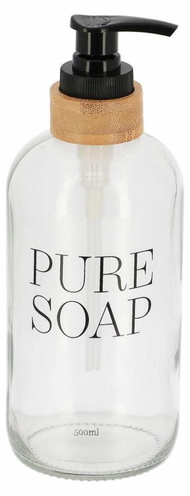 Tendance Seifenspender - 500 ml - Glas/Bambus - rund - Produktbild 