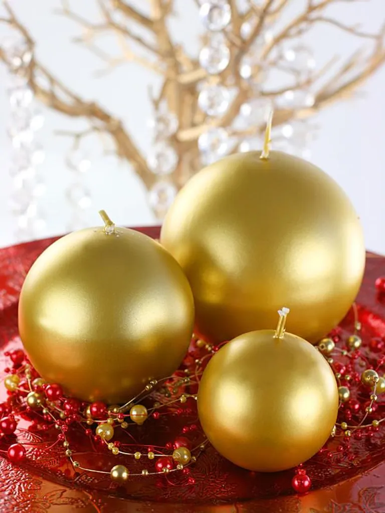 Set 6 Candele a Sfera Oro Metallizzato 8cm - Arredo e Compleanni - 3