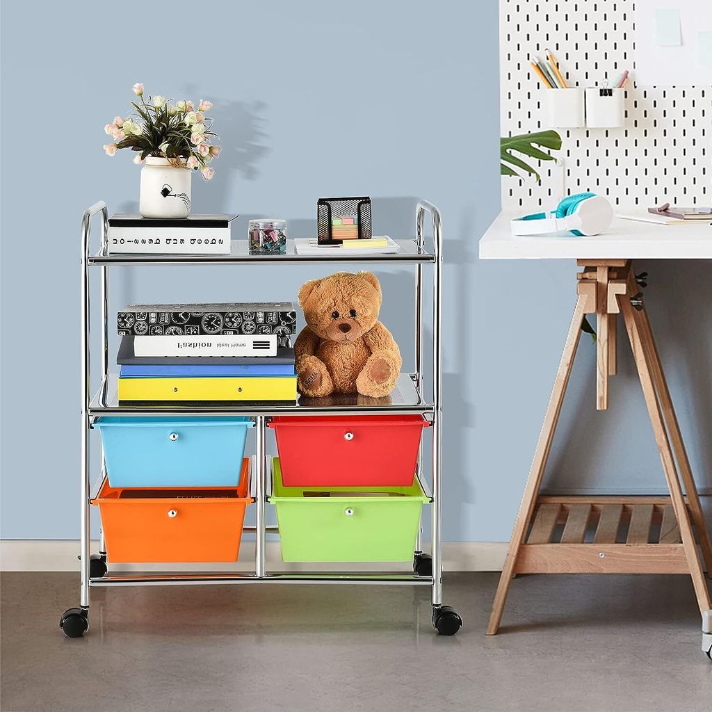 Úložný vozík s kolieskami, 4 vyberateľné zásuvky, Obrázok produktu 