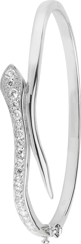 Jonc Serpent Argent 925 de 16 Grammes Serti de Pierres Zirconium - 3mm