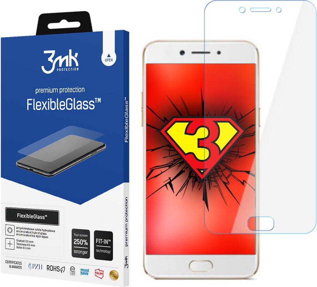 3mk Display Hybridglas FlexibleGlass für Oppo A77 2017 0,3mm 7H
