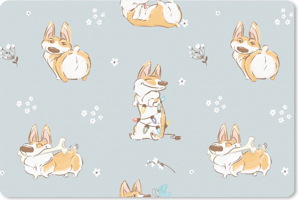 MuchoWow Mauspad Mousepad Muster - Hund - Corgi - Jungen - Mädchen - Kinder - Kinder 27x18 cm - Mousepads - Maus Mat - Pad - Mausunterlage - Bü...